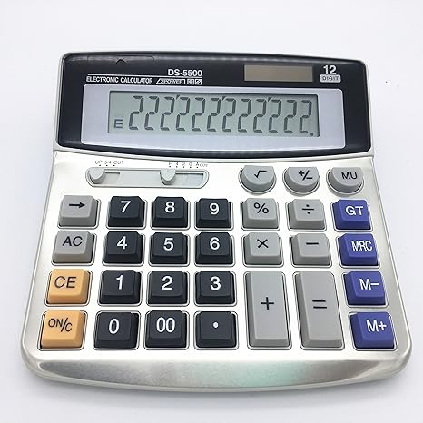 Calculatrice De Bureau Electronique Avec 12 Chiffres Grand Ecran Batterie Ou Alimentation Solaire Amazon Fr Fournitures De Bureau