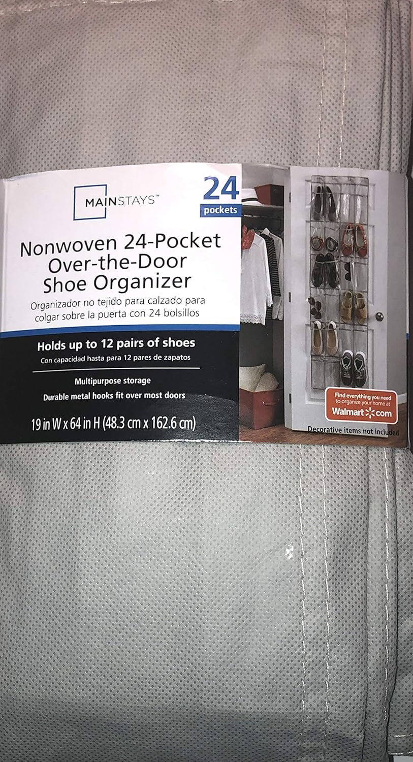 mainstays shoe organizer on Shoe Organizers Mainstays Shoe Organizer 24 Clear Pockets Over The Door 19 X64 White Nonwoven Home Garden