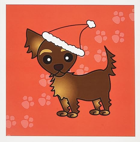3drose Cute Chocolate Brown Longhaired Chihuahua Red With Santa