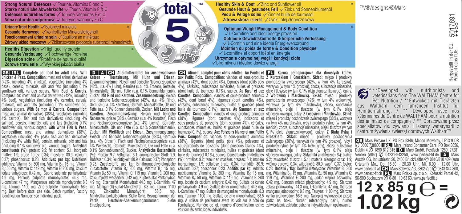 Perfect Fit 1+ Adult Mixed Selection in Sauce 48 Pouches, Complete Premium Wet Cat Food, Pack of 4 (12 x 85 g) - Image 3