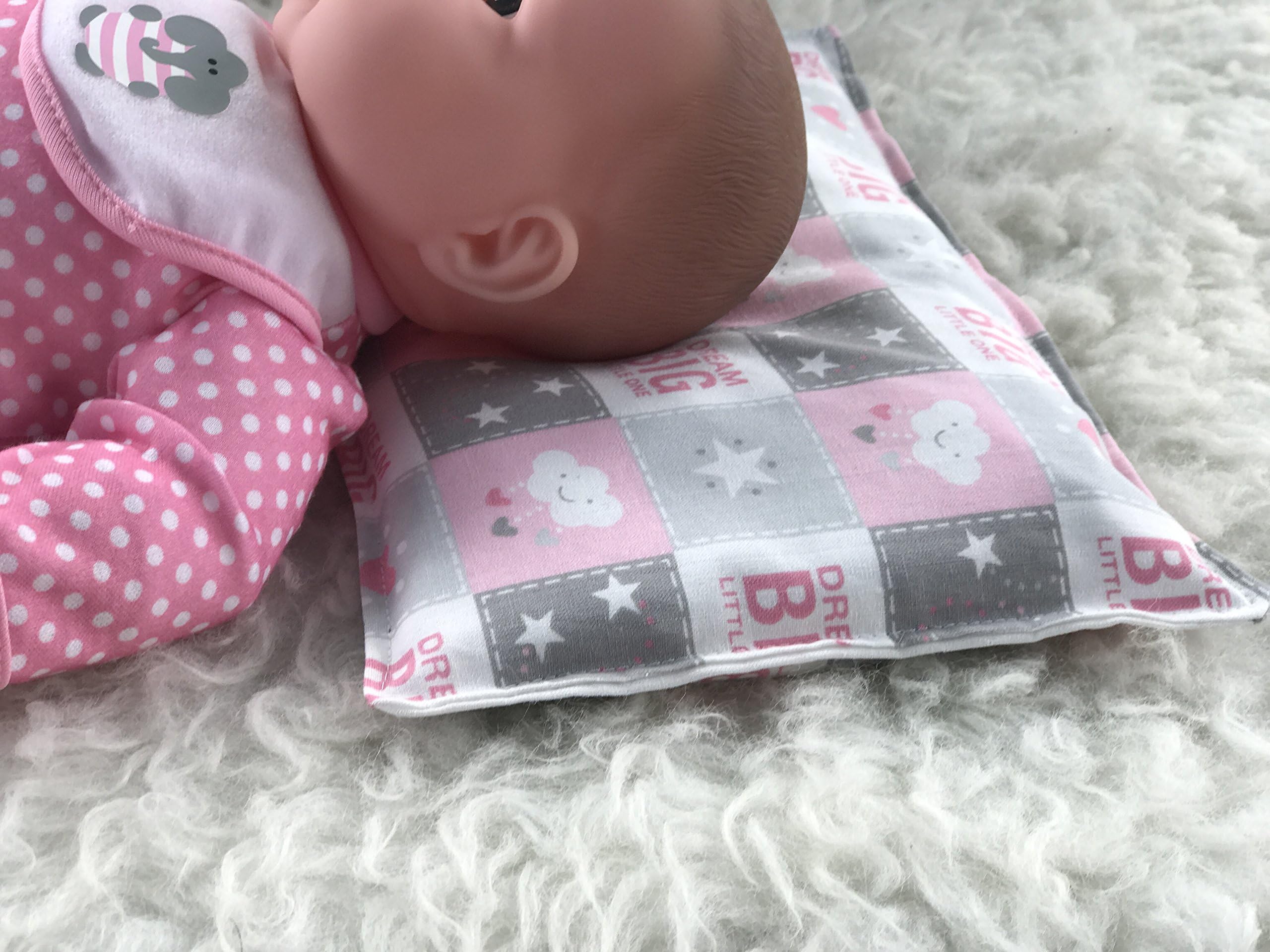 Momma’sJoy Natural Baby Pillow| Mustard Seeds Filing | Handmade in USA| Prevents Flat Head (Pink)