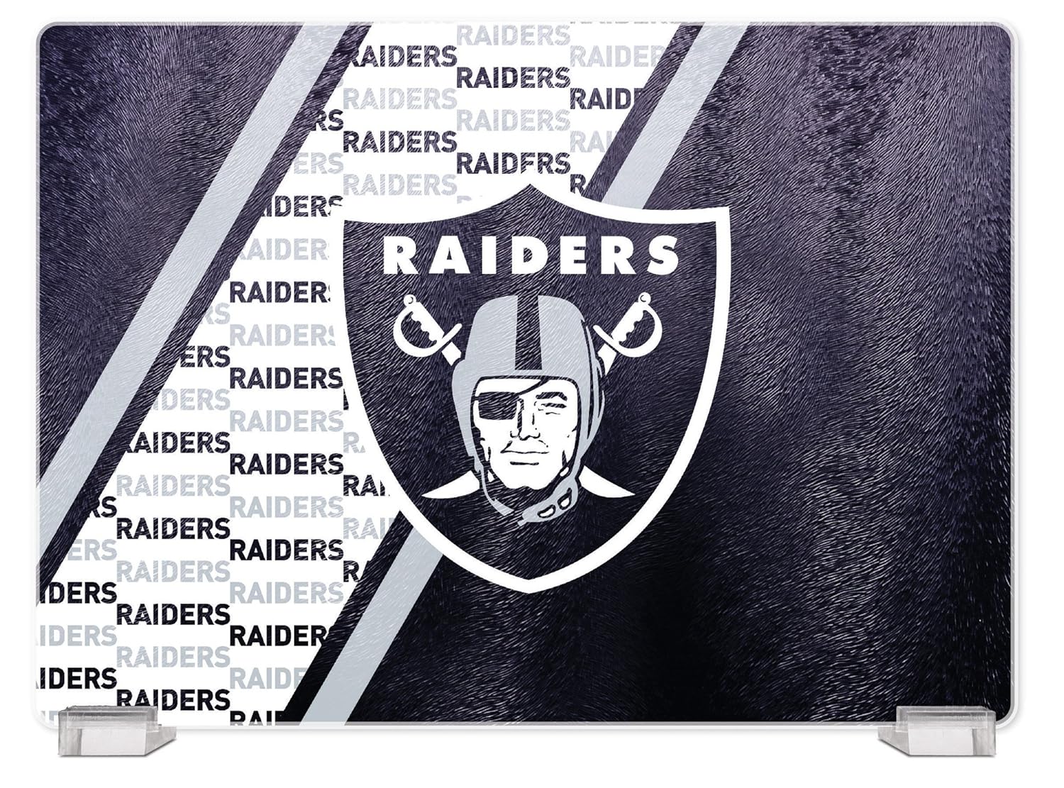NFL Oakland Raiders Tempered Glass Cutting Board with Display Stand