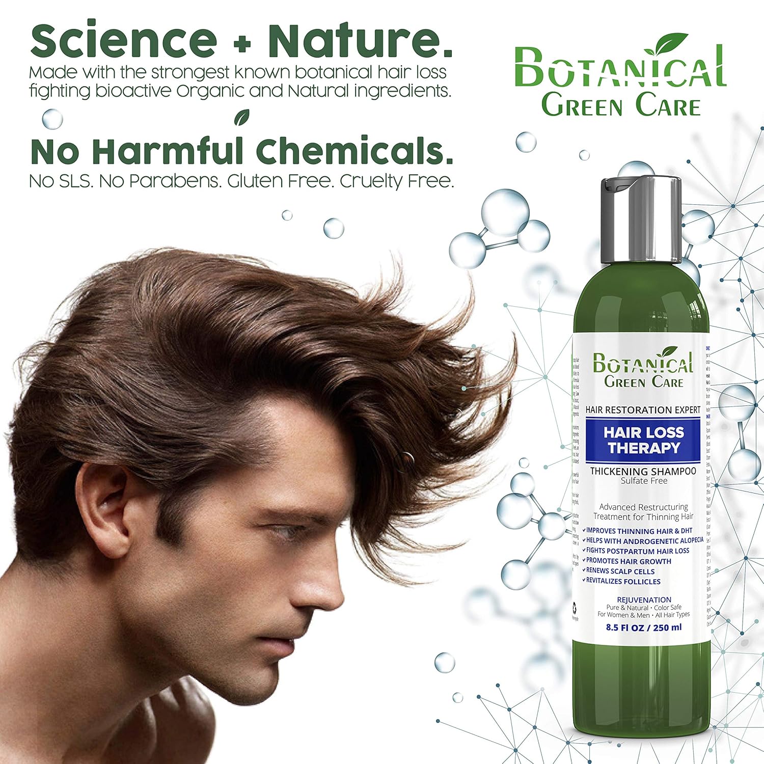 "Hair Loss Therapy" Sulfate-Free Caffeine SHAMPOO, Alopecia Prevention and DHT Blocker. Anti-Hair Loss/Hair Growth Shampoo. Doctor Developed. NEW 2018 FORMULA!: Beauty