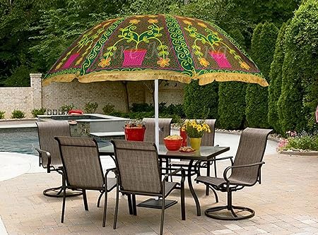 Amazon Com Indian Hand Embroidery Green Flower Design Outdoor