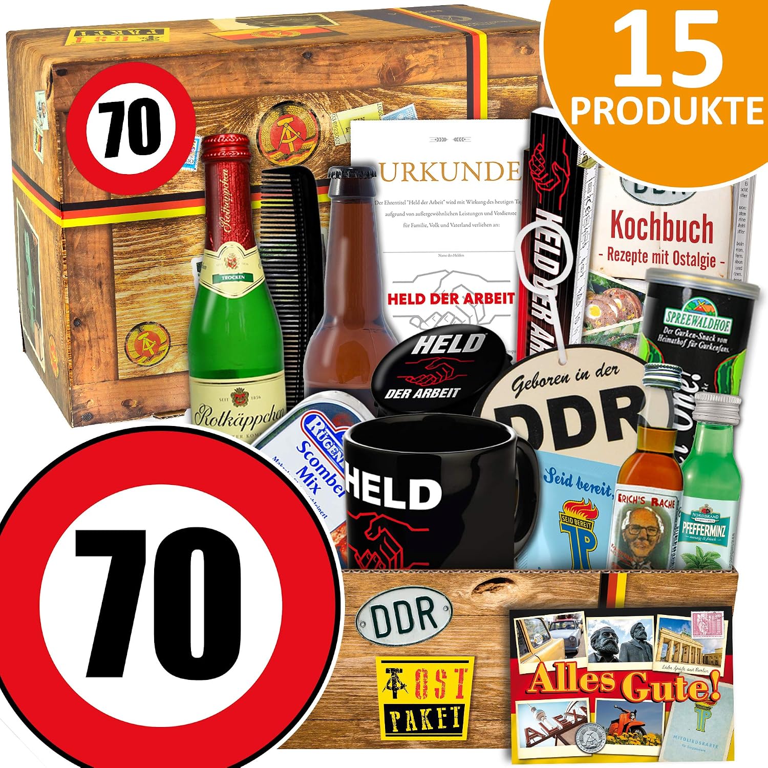 DDR Pflegebox 'Legenden 1981' – Geschenkset Für Männer Mit 10 Pflegeprodukten & Kochbuch