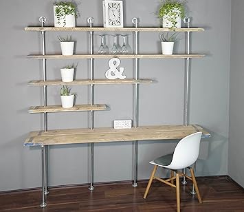 Cosywood Industrie Etagere De Rangement Mural Bureau Bureau Vintage Etagere Murale Bois D Baumer Rohren Amazon Fr Cuisine Maison