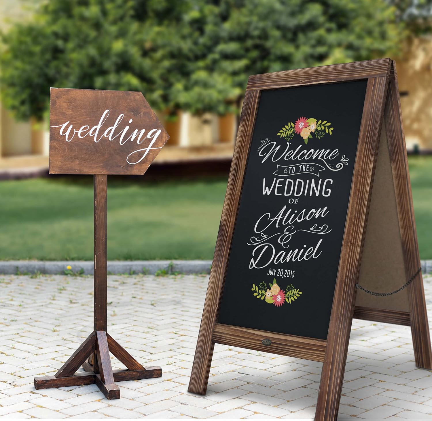 Rustic Magnetic A-Frame Chalkboard Sign/Extra Large 40" x 20" Free Standing Chalkboard Easel/Sturdy Sidewalk Sign Sandwich Board/Outdoor A Frame Chalk Board for Weddings & More! : Office Products