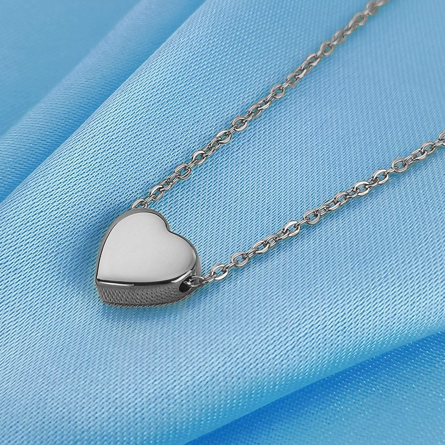 CHENGMEN Initial Necklace Alphabet Letter A Engraved Tiny Cute Matte Heart Pendant White Gold Plated Stainless Steel Silver Necklaces Unique Jewellery for Women Girls - Image 4