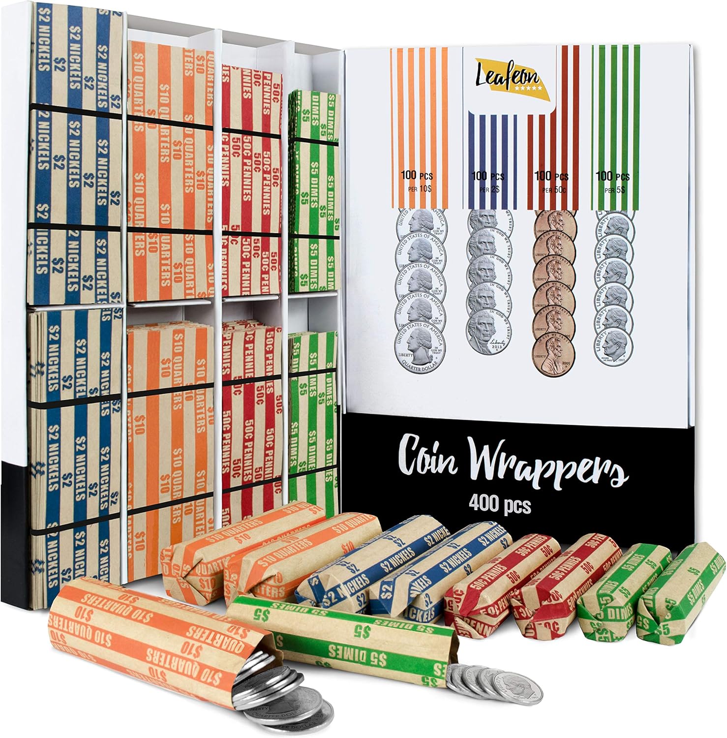 400 Assorted Coin Wrappers of Nickel Quarter Wrappers Penny