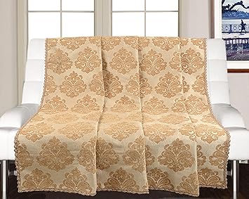 Saral Home Chenille Reversible Sofa Covers- 140x210cm, Gold