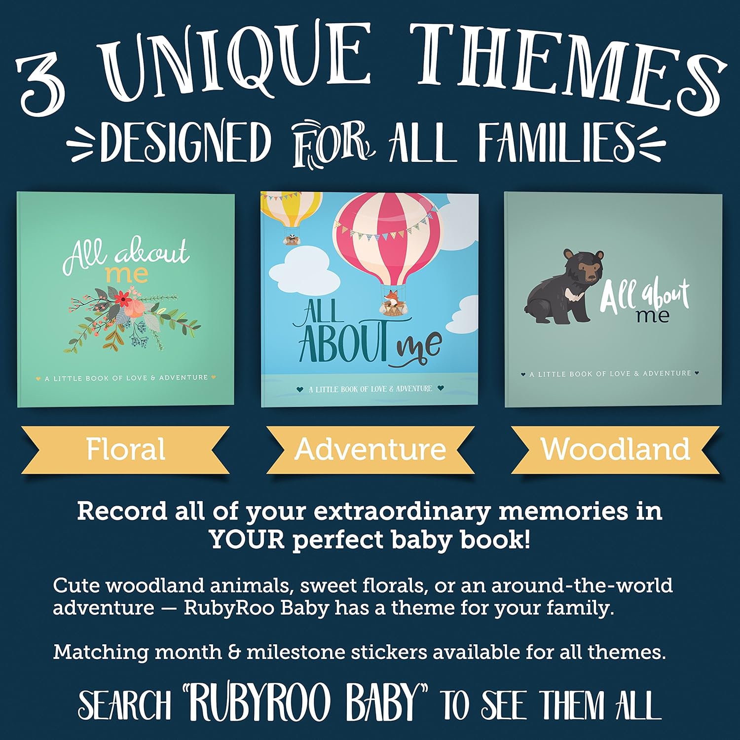 RubyRoo Baby First Year Baby Memory Book & Baby Journal. Baby Shower & Keepsake for New Parents to Record Photos & Milestones. Five Year Scrapbook & Picture Album for Boy & Girl Babies. (Floral) : Baby