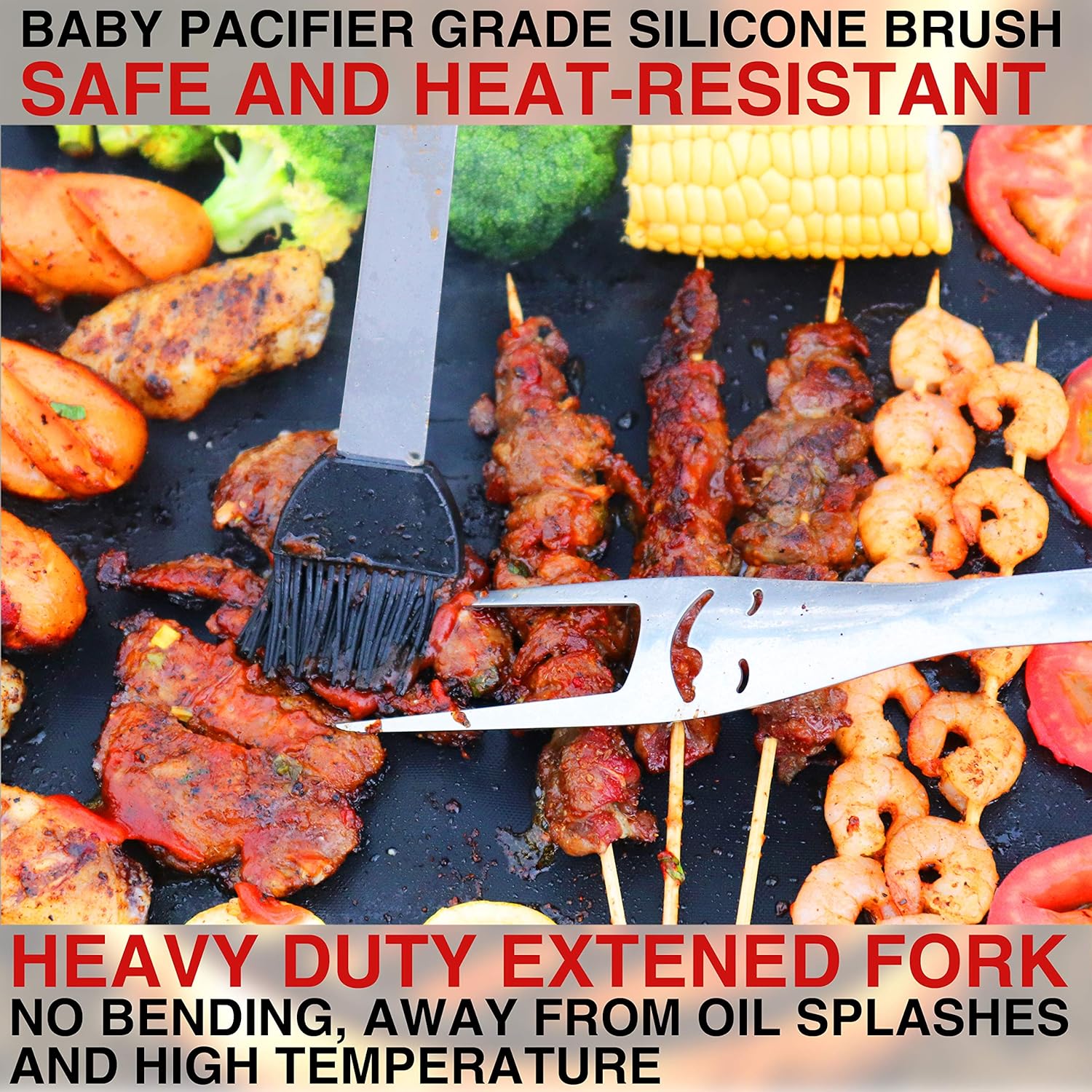 GARDRIT 18” Heavy Duty BBQ Grilling Tools Set. Smiley-Design Stainless Steel Grill Utensils Spatula, Fork, Locking Tongs & Basting Brush. Extra Thick Barbecue Accessories kit with Gift Box Package : Garden & Outdoor