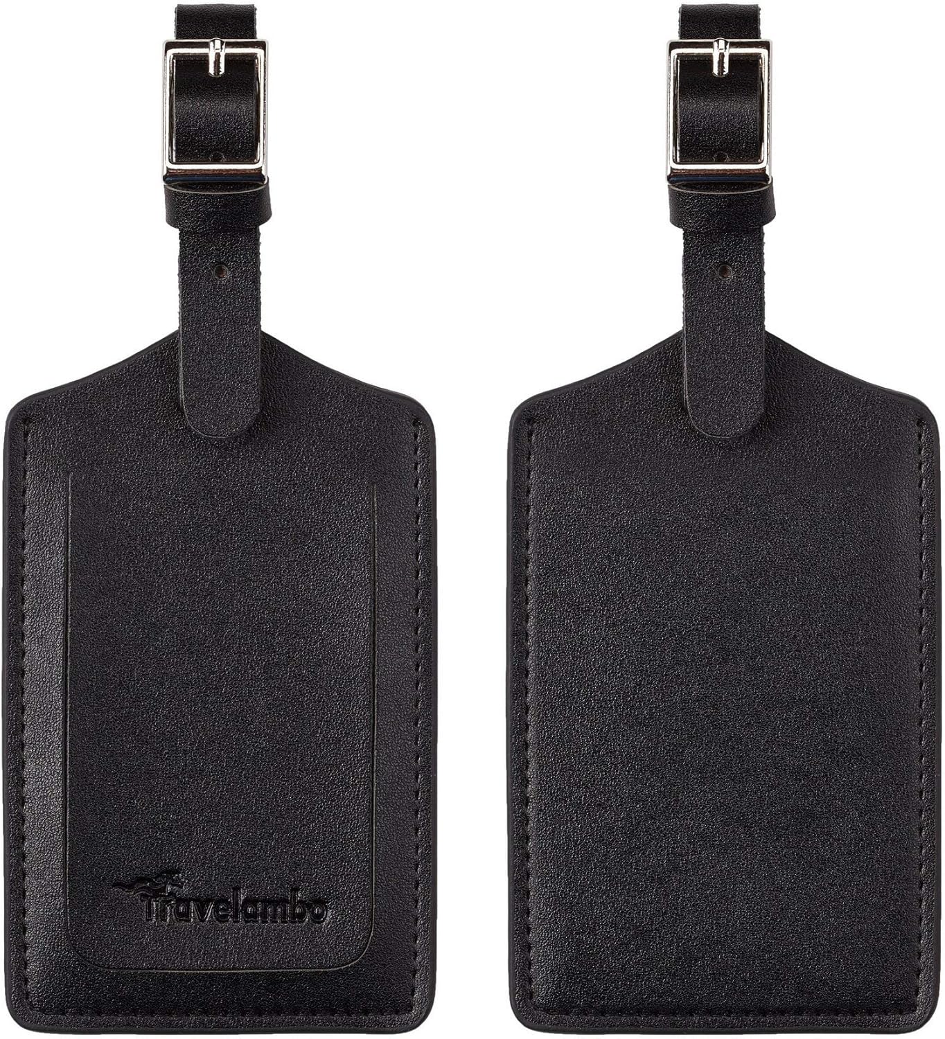  | Travelambo Leather Luggage Bag Tags (Black) | Luggage Tags