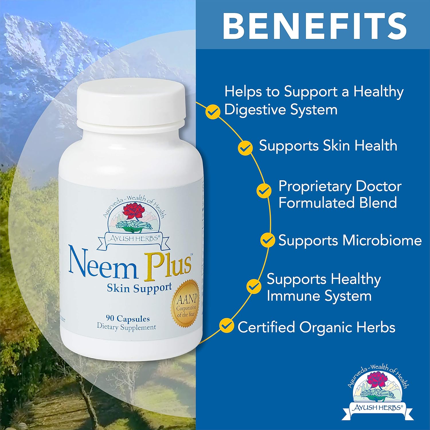 Ayush Herbs Neem Plus Herbal Supplement, 90 Capsules: Health & Personal Care