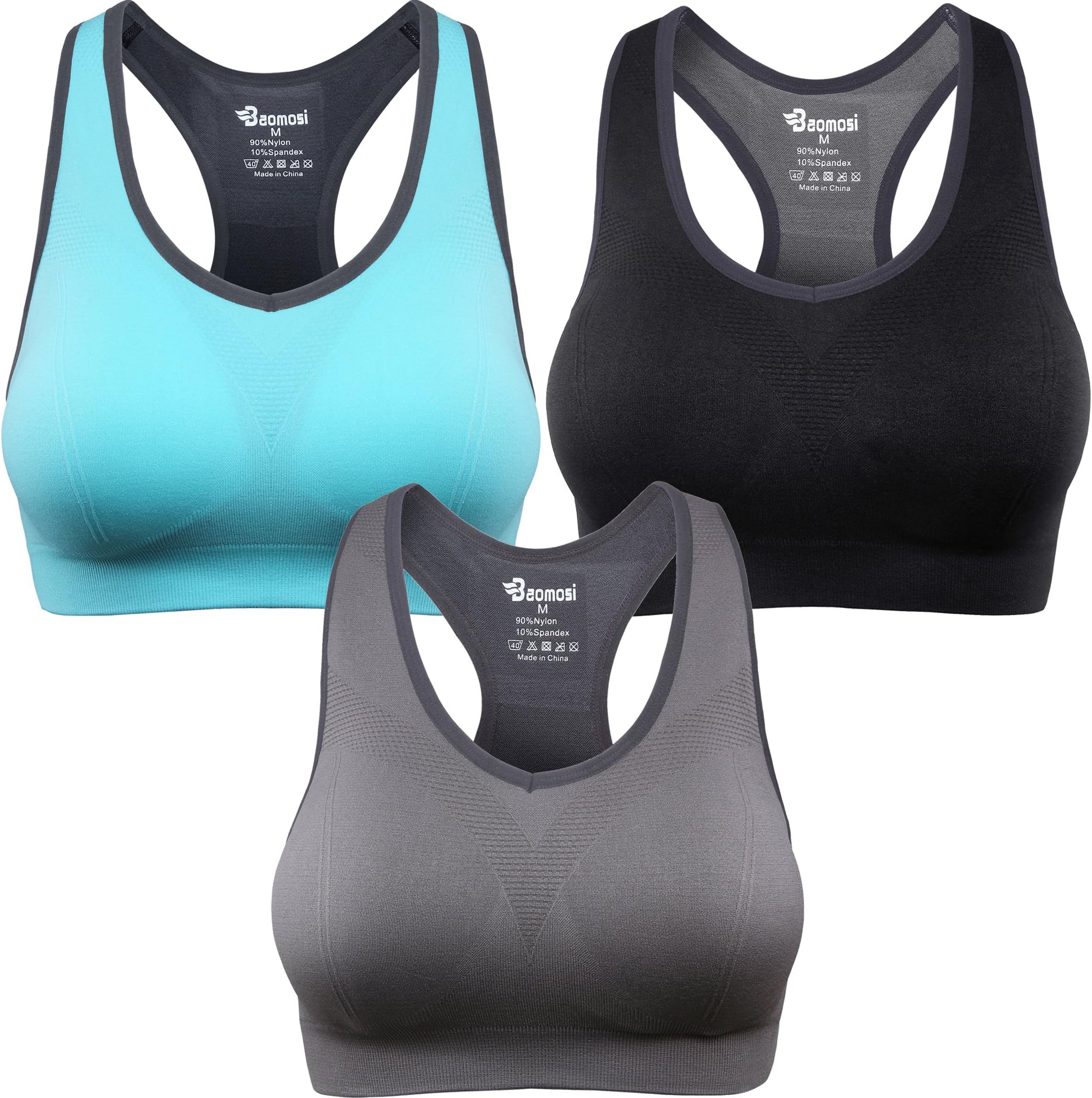 BAOMOSI Women's Seamless High Impact Support Racerback Workout Yoga Sports Bra