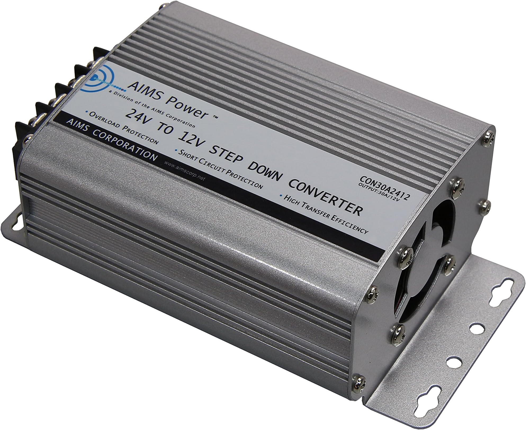 AIMS Power CON30A2412 30-Amp 24V to 12V DC to DC Converter, Green Led on Front Panel, Terminal Block For DC Input/Output, Over Temperature Protection, Over Load Protection