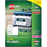 Avery Durable White Cover Up ID Labels for Laser Printers, 2" x 2.625",  Pack of 750 (6578)