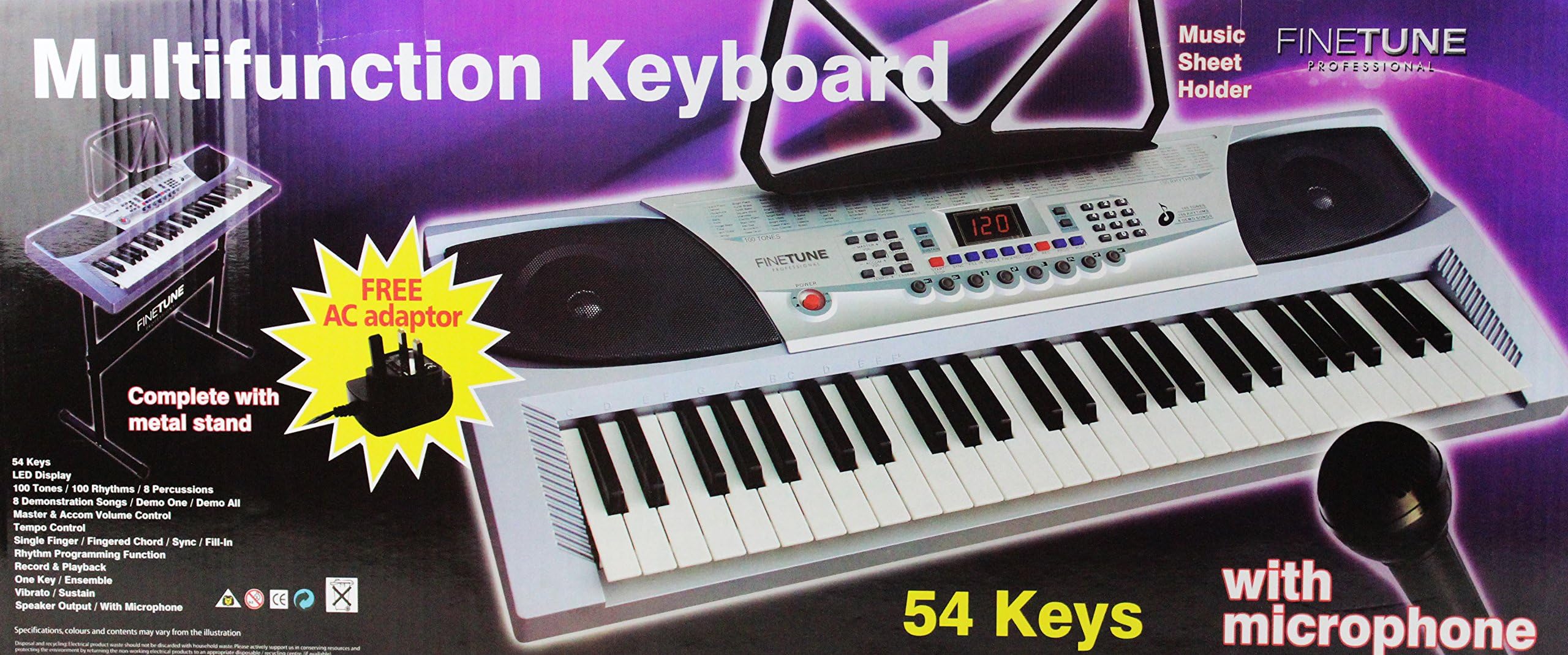 54 key Multi Function Keyboard With Stand & Power adapter