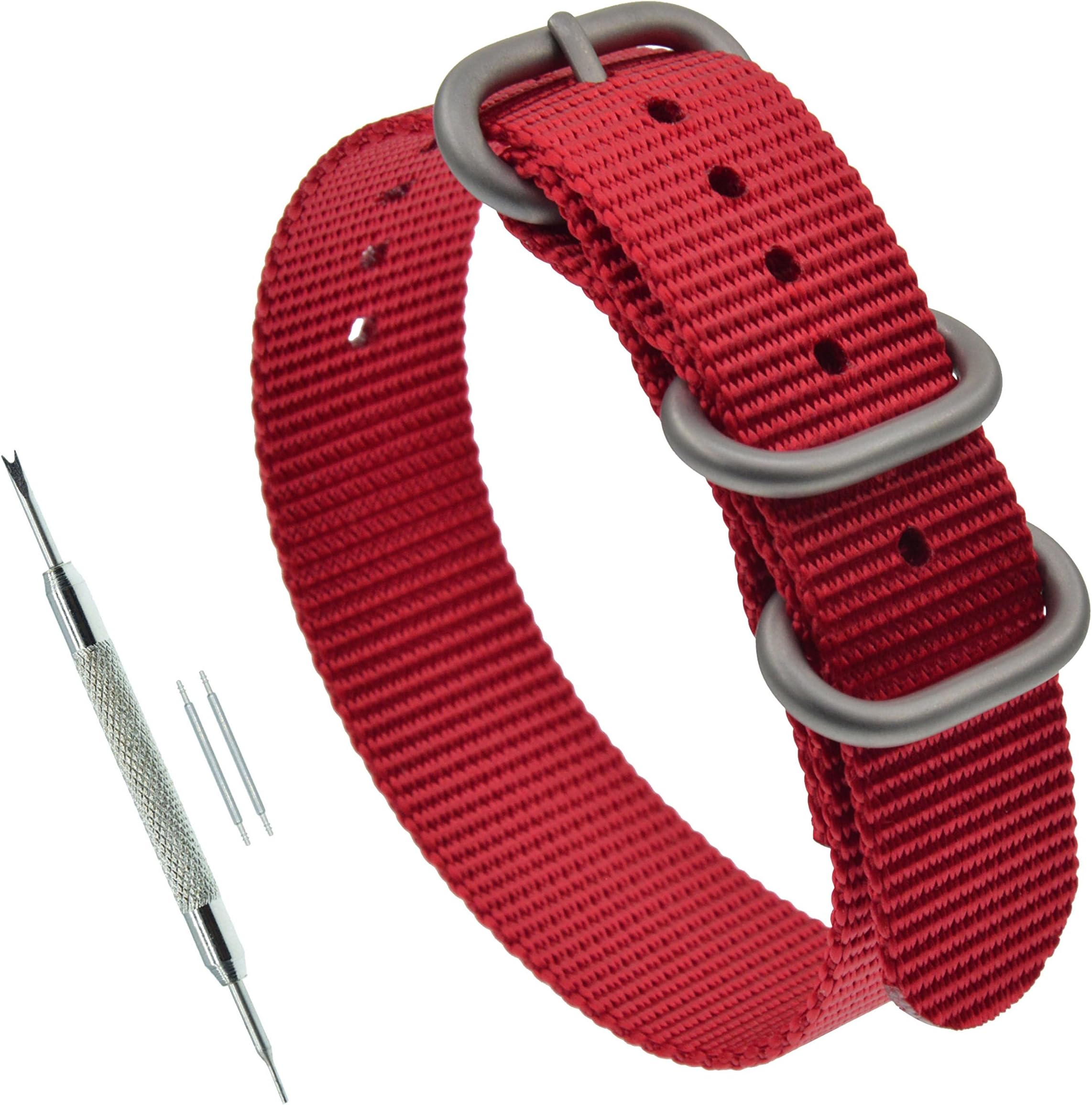 Nylon Thick Watch Band Strap Replacement 3 Rings (18mm 19mm 20mm 21mm 22mm 23mm 24mm)