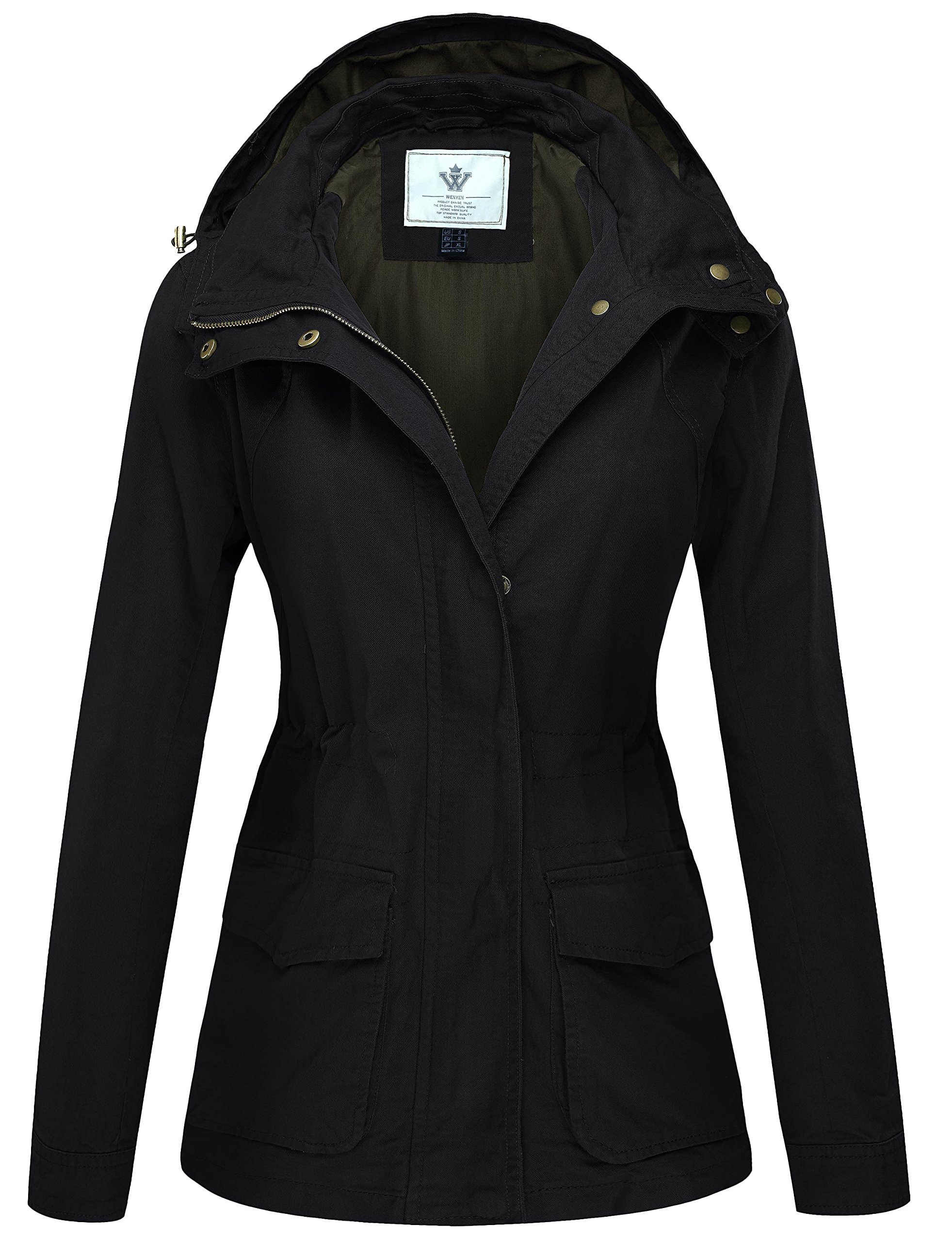 WenVen Women's Anorak Military Jacket Lightweight Casual Cotton Coat