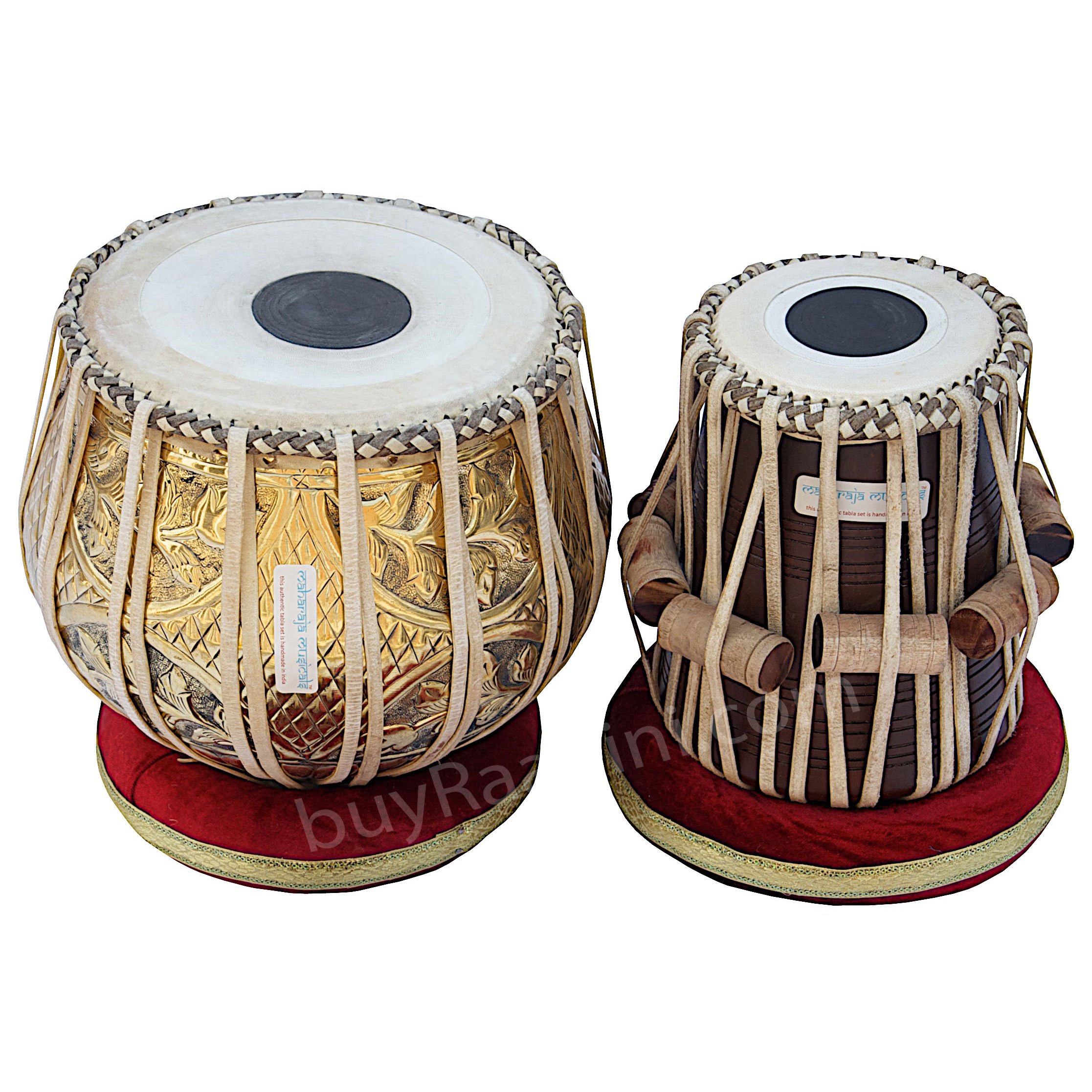 Tabla Set, Maharaja Musicals, 3.5 Kg Designer Golden Brass Bayan