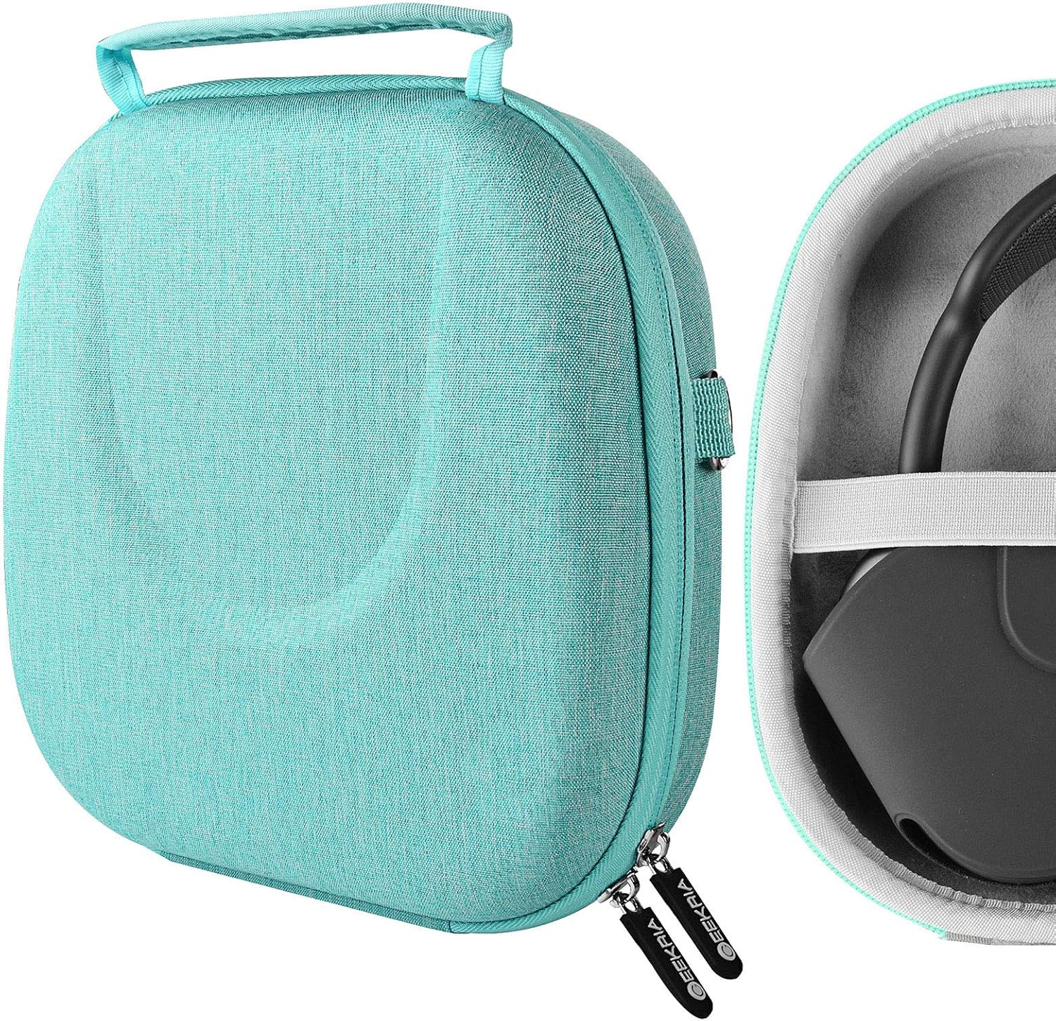 Geekria Shield Headphones Case Compatible with AirPods Max Case, Replacement Hard Shell Travel Carrying Bag with Cable Storage (Green)