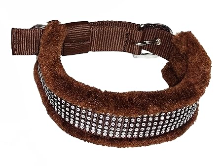 Petshop7 Stylish Nylon Fur Dog Collar -0.75 Inch -Small Size (Brown). Neck Size ( 15-18.50 Inch)
