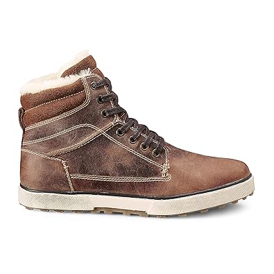Cox Herren Winter Sneaker - Winterstiefel - Boots - Glattleder - hoher Stiefel - Rutschhemmende Profilsohle - Sneaker gefütte