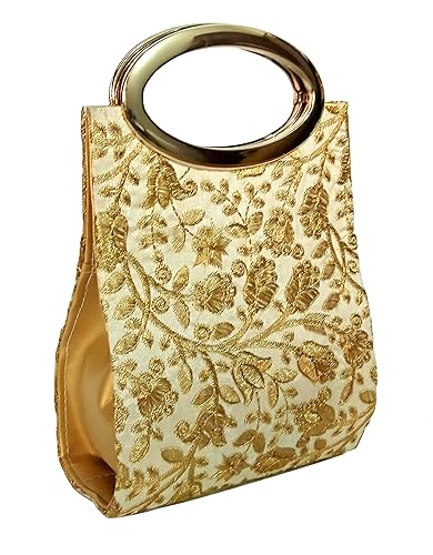 Lavs bridal clutches for women/clutches for women party wear/wedding purses/clutches women below 500/sling bags for womens/wedding clutches for bridal - GOLDEN Color