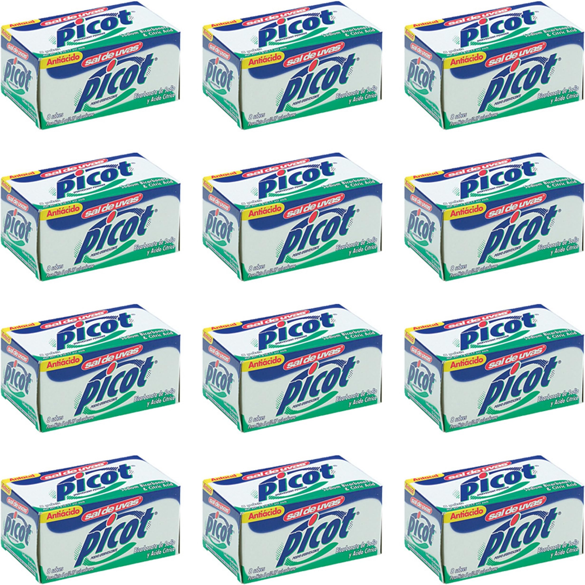 Lot of 12 Picot Antiacid Single Packs, 8ct/box (Imported from Mexico)
