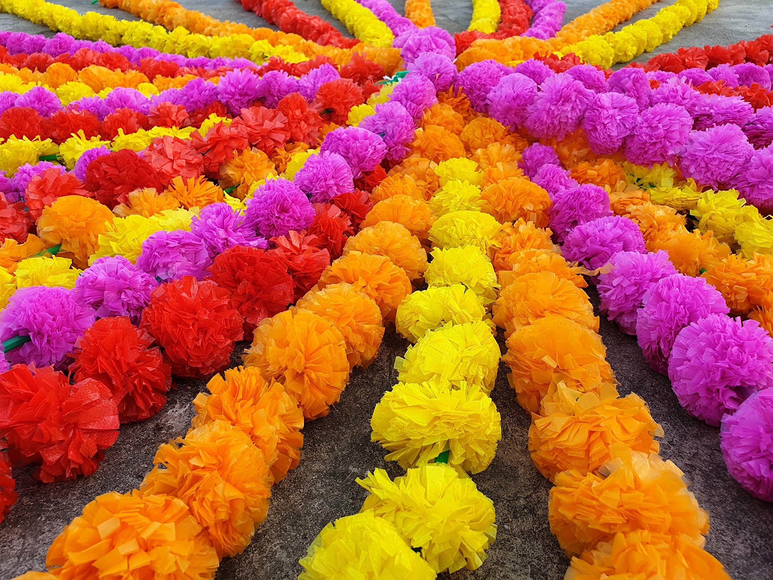 20 pcs lot Real Look Artificial Garlands Marigold Flower Garland Christmas Wedding Party Decor Flowers Mix Color Home Decor Christmas Decor