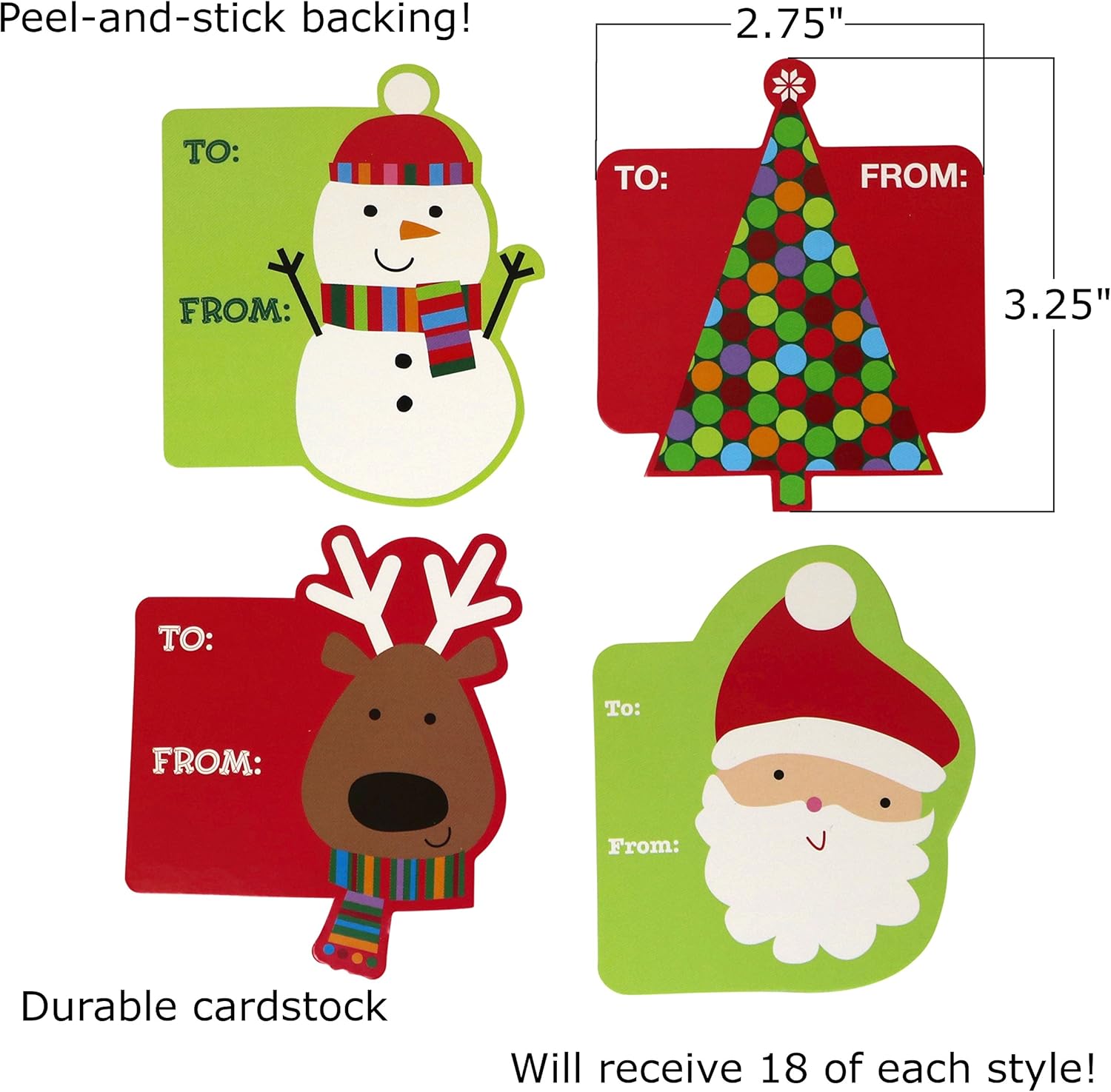 Garvin Peel and Stick Cardstock Christmas - Holiday Gift Tags - 72-Count: Health & Personal Care