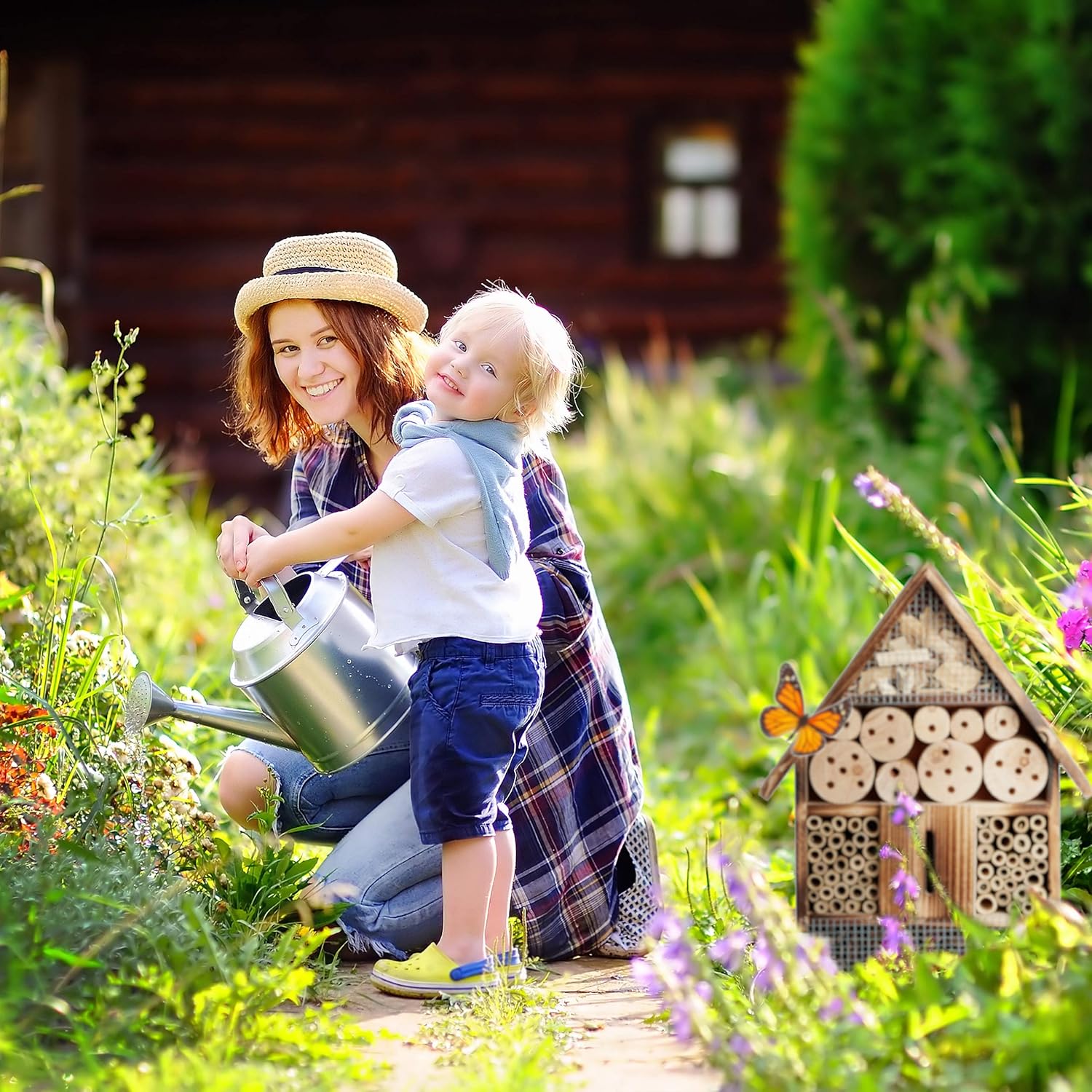 Relaxdays Insect Hotel, Wild Bee Nature Reserve, House, Habitat, Hang, Garden, Balcony, HxWxD: 48 x 31 x 9.5 cm, Natural - Image 3