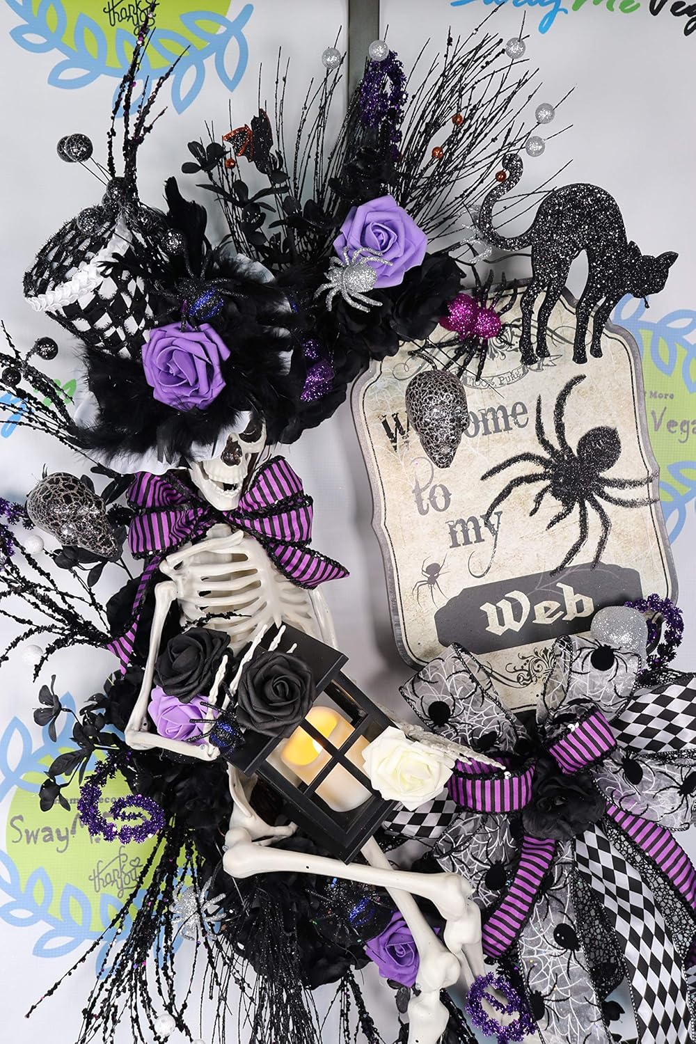 Amazon Com Mr Bones Xl Wreath With Lantern Halloween Door