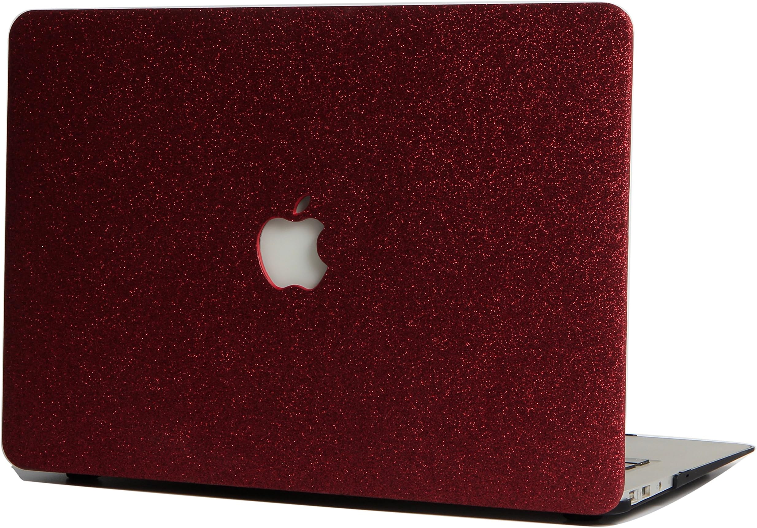 L2W Hard Case For Apple MacBook Old Air 13.3 Inch Model A1466/A1369 Laptop Computer Accessories External Plastic Protection PU Leather Cover Shell,Glitter Design Wine Red