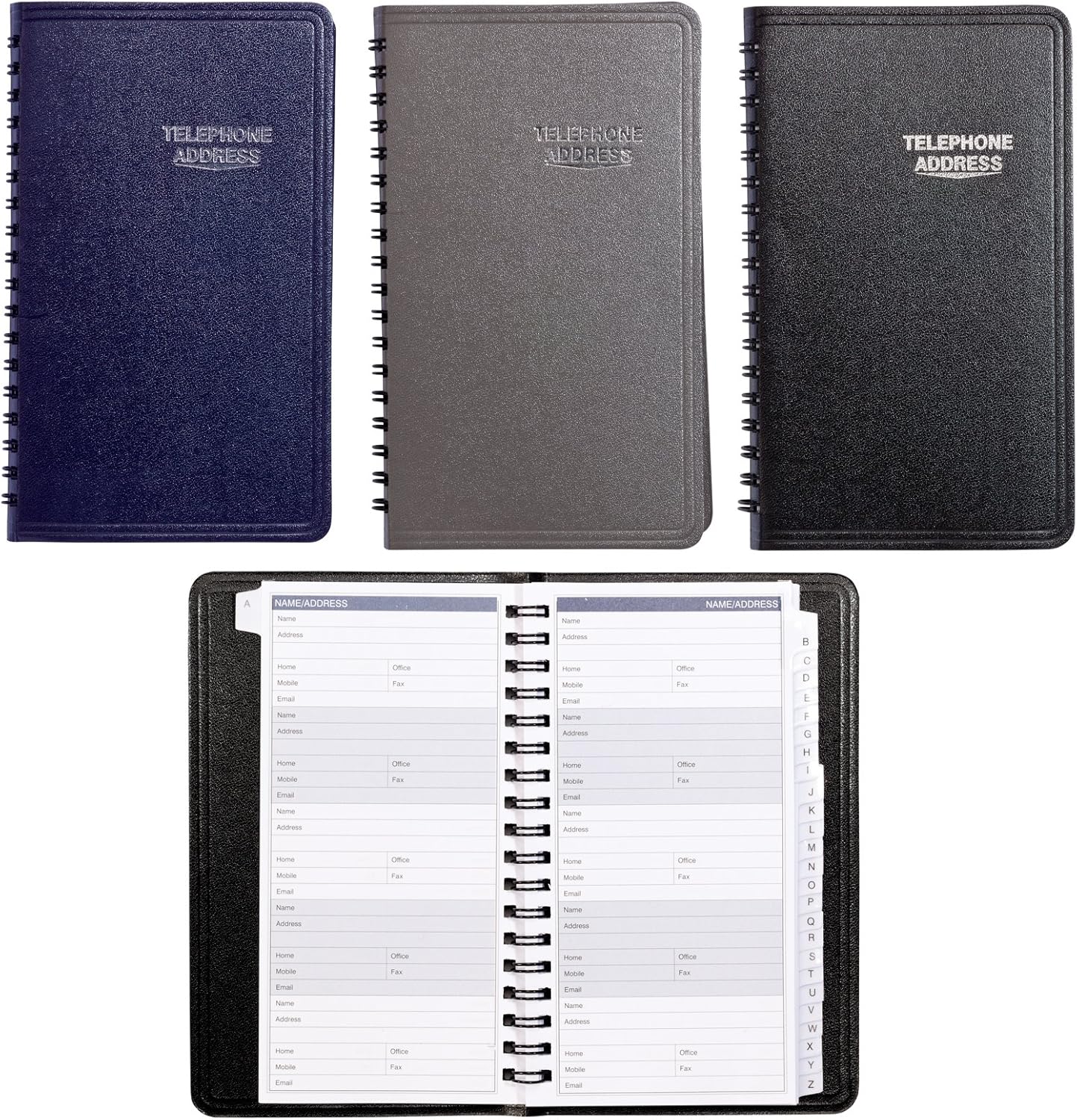 Plan Ahead 4" X 63/4" Black Telephone Address Book Business Travel Portfolios