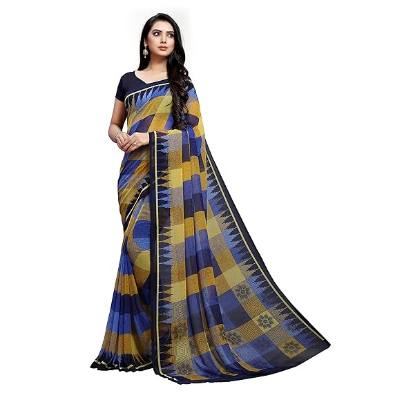 Women's Georgette with blouse piece Cloth/Fabric (PC1053_ Multicoloured_ One Size)