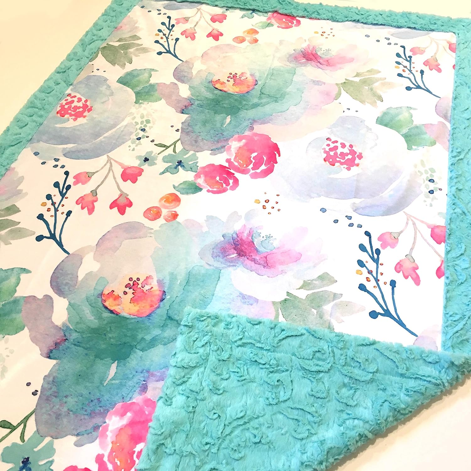 Amazon Com Watercolor Floral Minky Blanket Toddler Girl Bedding