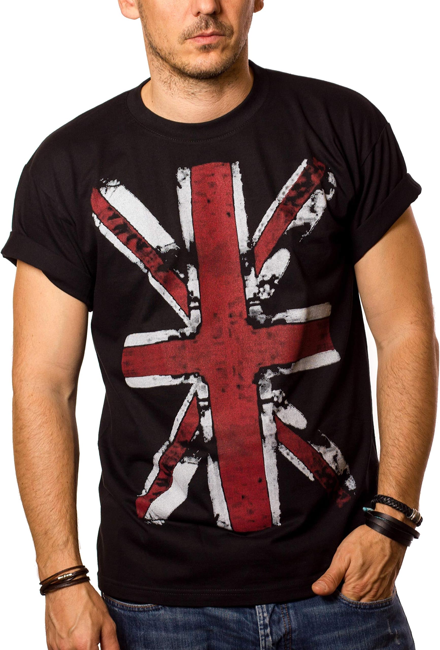 MAKAYA Great Britain Flag T-Shirt United Kingdom - Union Jack Vintage Black S-XXXL