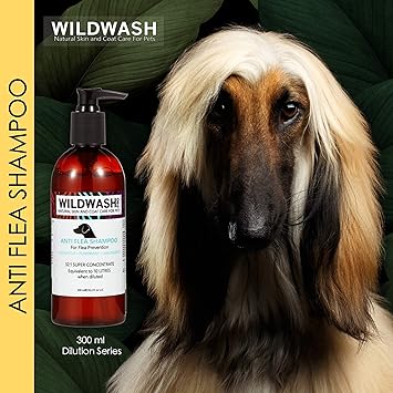 WILDWASH - NATURAL SKIN AND COAT CARE FOR PETS Anti Flea and Tick Dog Shampoo (300 ml)