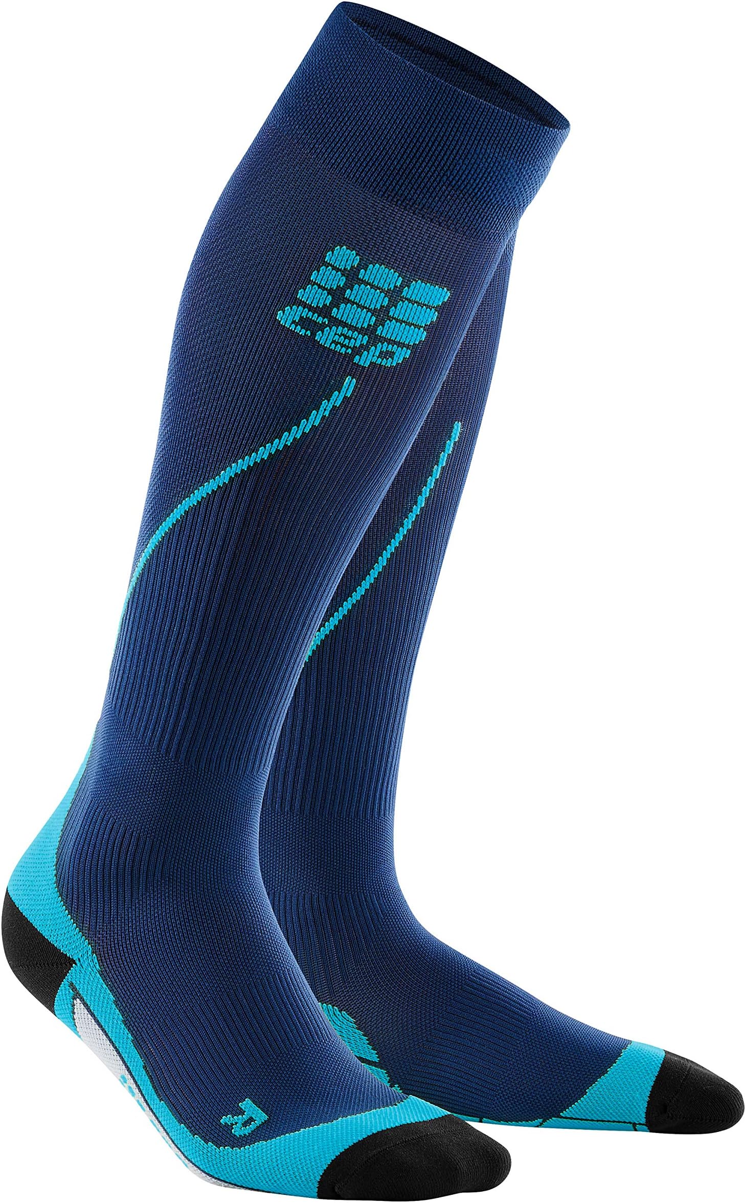 CEP Mens Running Compression Sock Athletic Long 2.0(Deep Ocean/Hawaii Blue)5