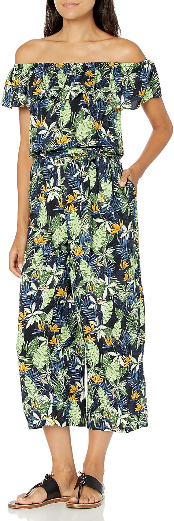 28 Palms Standard Women's Off Shoulder Tropical Hawaiian Print Crop