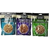 Saffron Road Crunchy Seasoned Chickpeas Snack 3 Flavor Variety Bundle: (1) Saffron Road Wasabi Crunchy Chickpeas, (1) Saffron Road Bombay Spice Crunchy Chickpeas, and (1) Saffron Road Falafel Chickpeas, 6 Oz. Ea. (3 Bags Total)