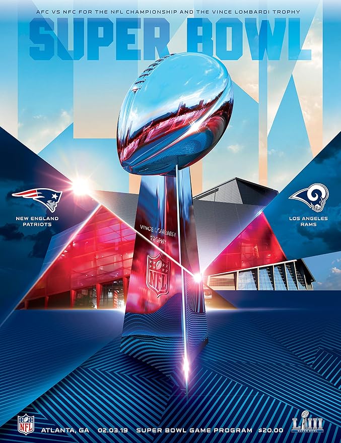 Super Bowl 53 Liii 2019 Official Stadium Holographic Programme New England Patriots V La Rams 3 Feb 2019 Amazon Co Uk Sports Outdoors