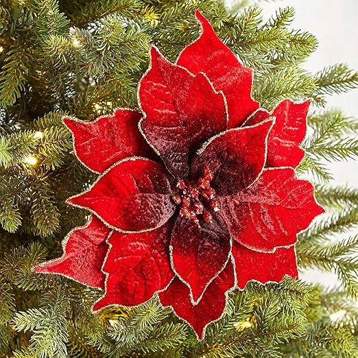 Amazon Com Pier 1 Imports Velvet Poinsettia Clip Ornament