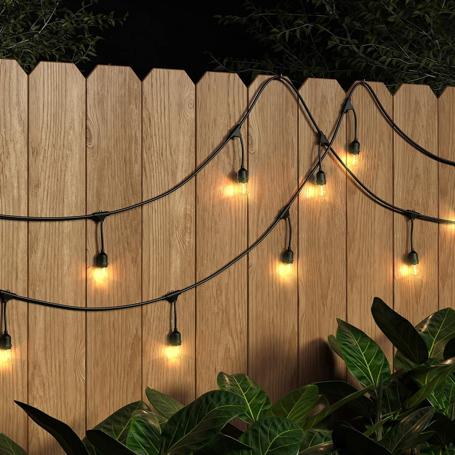 48Foot LED Commercial Grade Outdoor String Lights with 16 Edison eBay