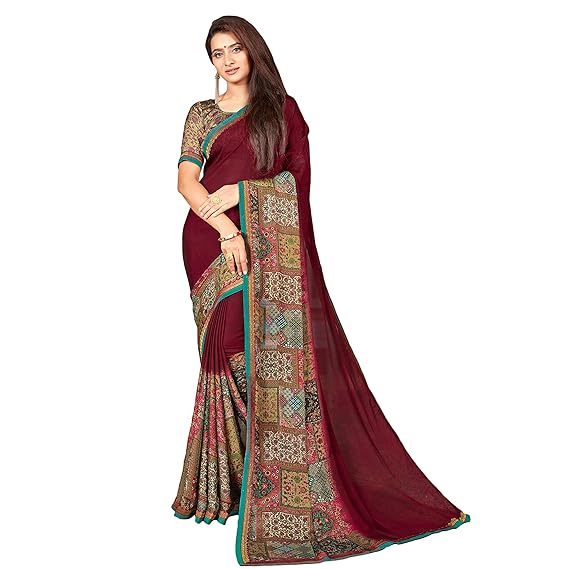 Shaily Georgette Geomatric Print Saree[S_SILKTOUCH3001SR01_perent_Magenta]