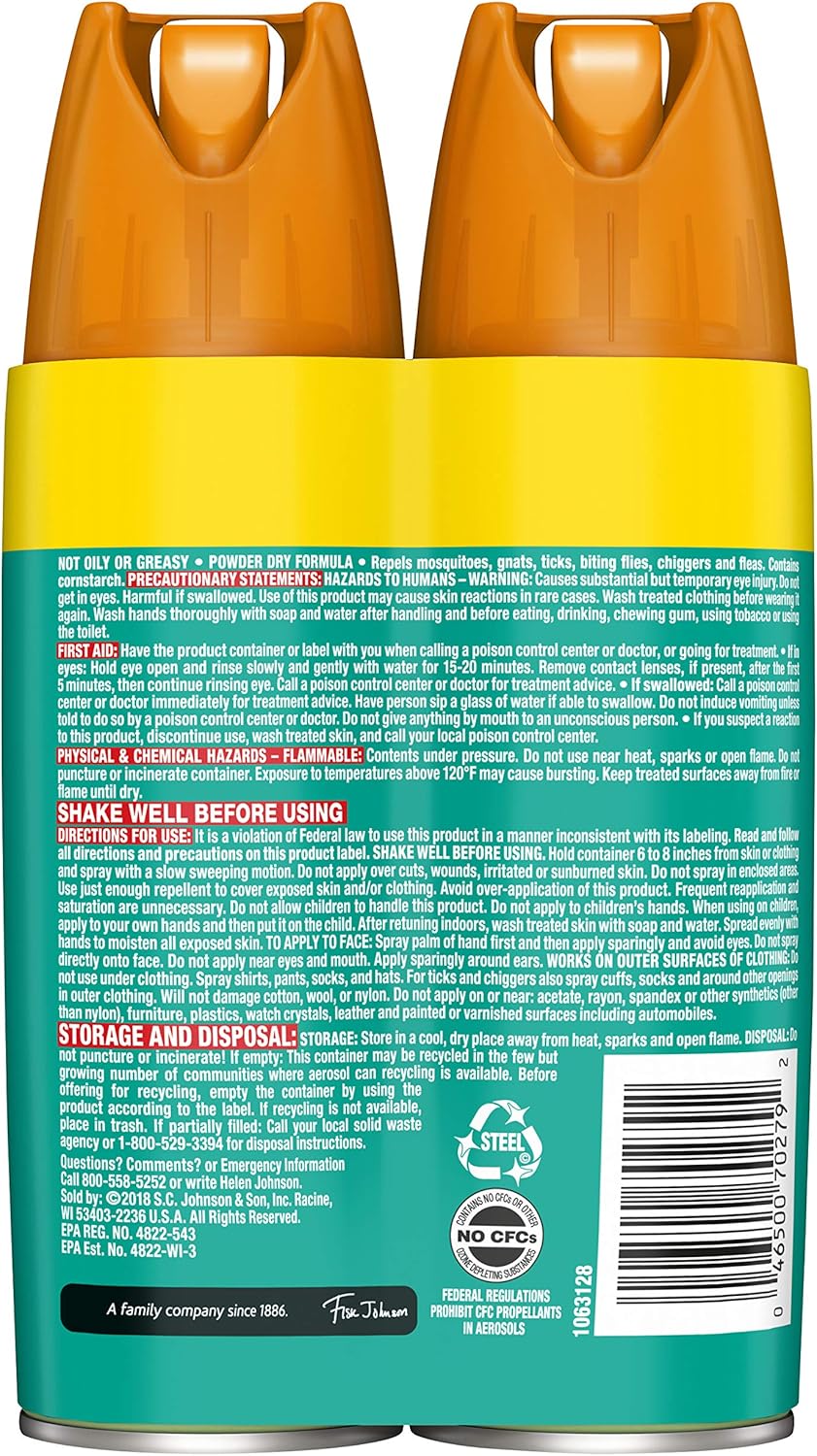 OFF! Family Care Insect & Mosquito Repellent I, Smooth & Dry Bug Spray for the Beach, Backyard, Picnics and More, 4 oz. (Pack of 2): Health & Personal Care