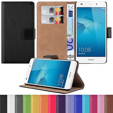 HANDYPELLE Tasche kompatibel mit Huawei Honor 5C im Bookstyle in Schwarz - Handytasche Case Wallet Hülle Handyhülle Schutzhül