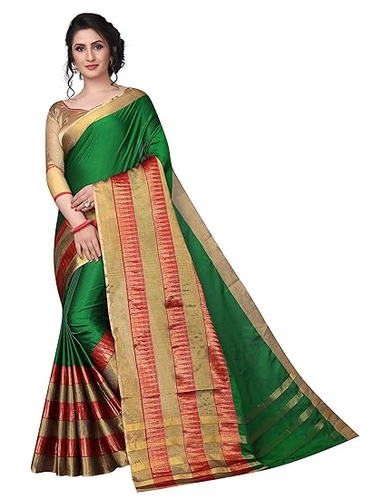Womens cotton Silk Saree With Blouse Piece (TripleTampelVariation)
